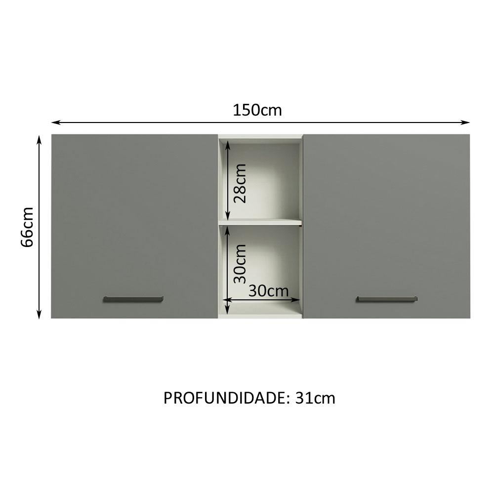 Foto 4 pulgar | Alacena Gabinete Superior Cocina Madesa Agata 150cm Bg
