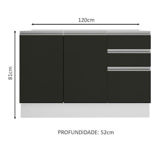 Foto 2 | Gabinete Bajo Cocina Madesa Glamy 120cm Sin Encimera Bn 01