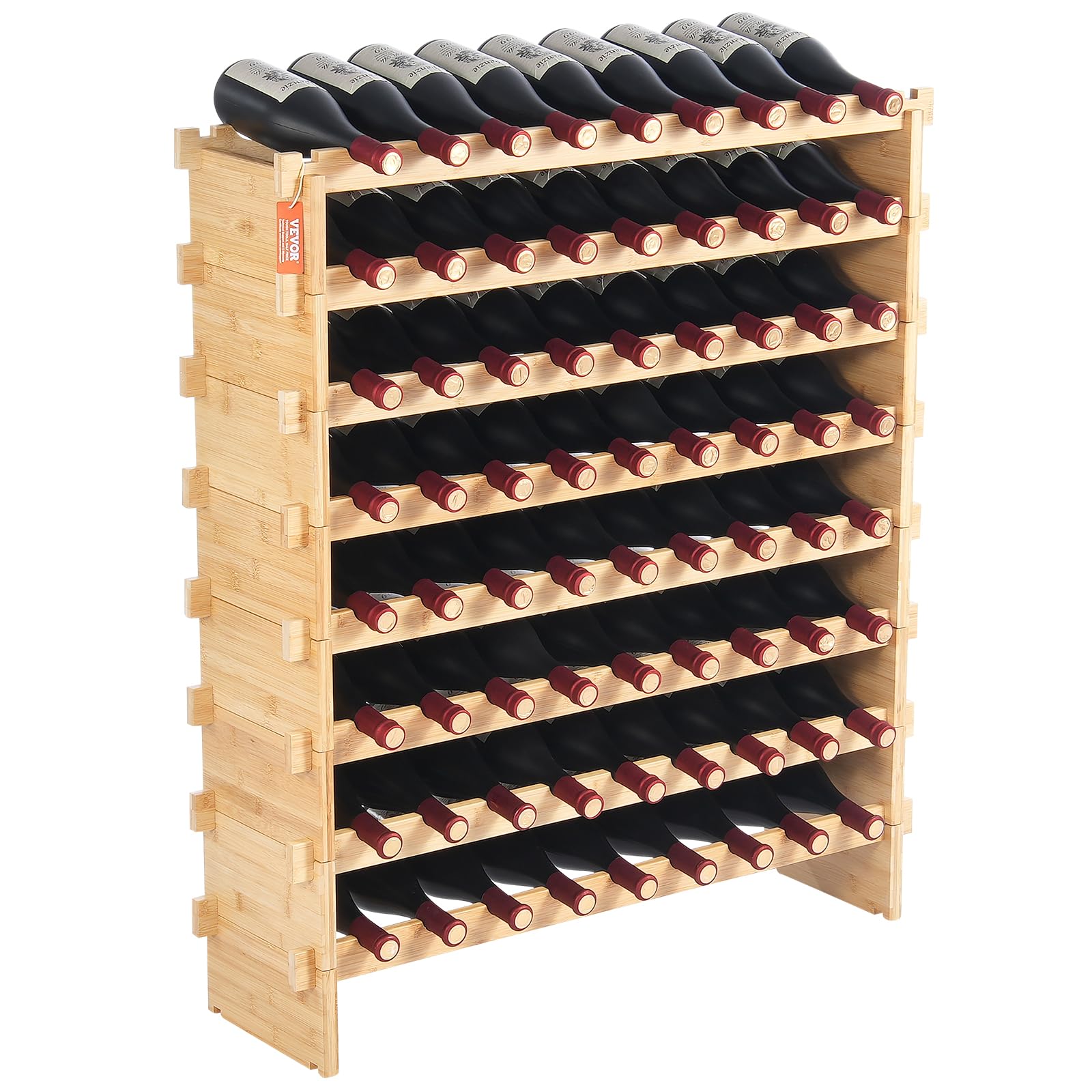 Botellero Vevor Para 72 Botellas De Madera De Bambú, Mejorado, 8 Niveles - Venta Internacional.
