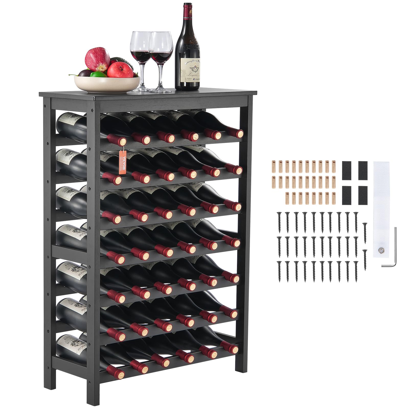 Foto 2 pulgar | Botellero Vevor Modular Para 42 Botellas, Madera De Bambú, Color Negro - Venta Internacional.