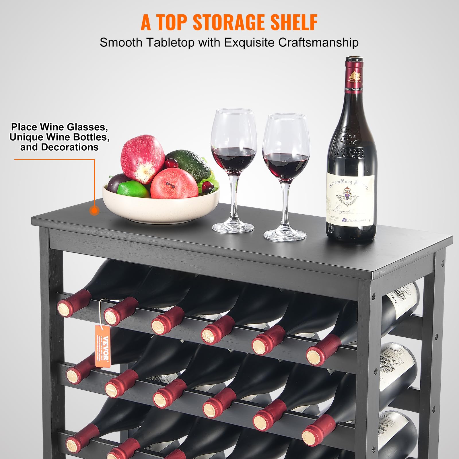 Foto 4 pulgar | Botellero Vevor Modular Para 42 Botellas, Madera De Bambú, Color Negro - Venta Internacional.