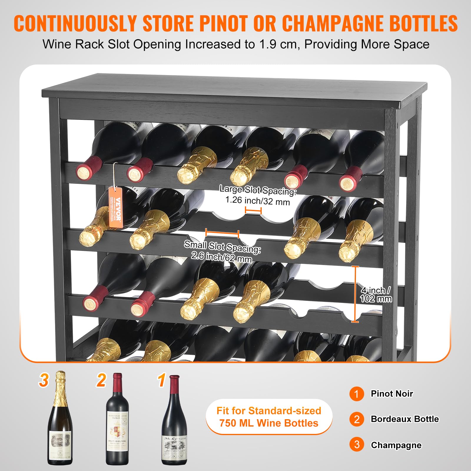 Foto 5 pulgar | Botellero Vevor Modular Para 42 Botellas, Madera De Bambú, Color Negro - Venta Internacional.