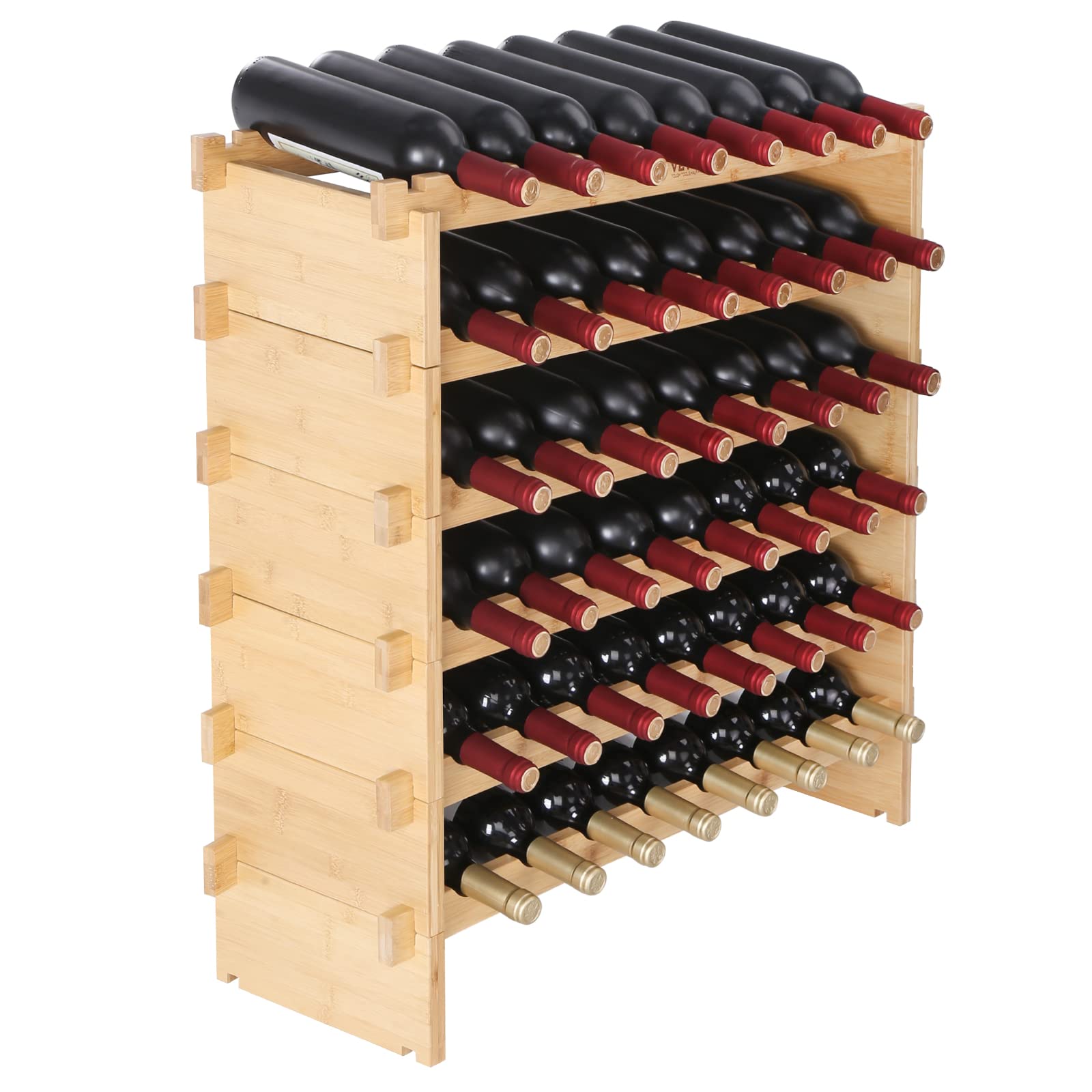 Foto 1 | Botellero Vevor, Apilable, Modular, 6 Niveles, 48 Botellas, Madera De Bambú - Venta Internacional.