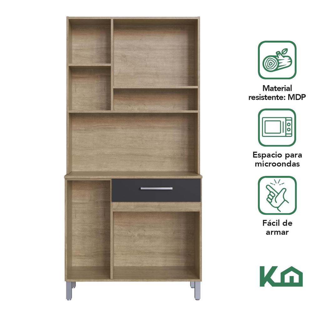 Foto 4 pulgar | Mueble Rack Cocina Multiuso Alacena 6 Repisas Madera Estante