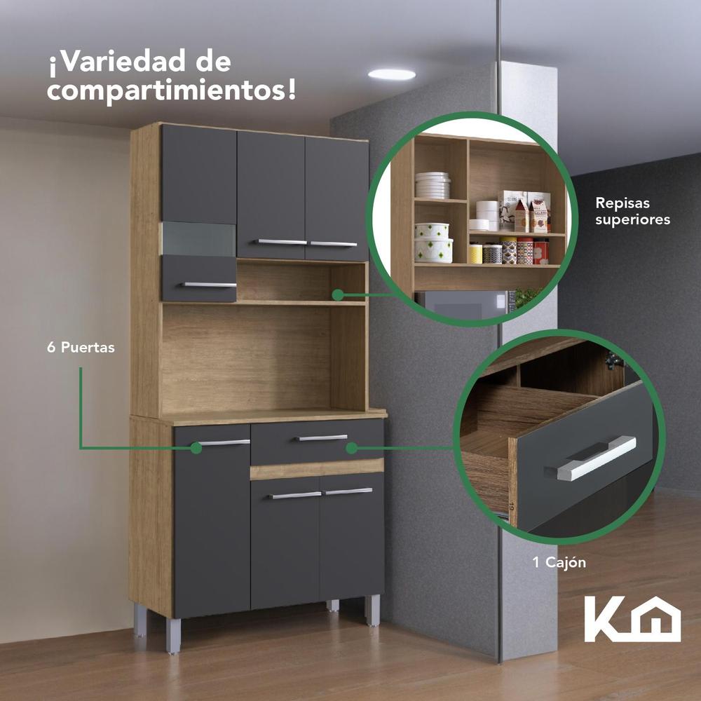 Foto 5 pulgar | Mueble Rack Cocina Multiuso Alacena 6 Repisas Madera Estante