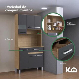 Foto 4 | Mueble Rack Cocina Multiuso Alacena 6 Repisas Madera Estante
