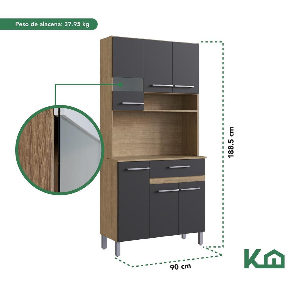 Foto 7 pulgar | Mueble Rack Cocina Multiuso Alacena 6 Repisas Madera Estante
