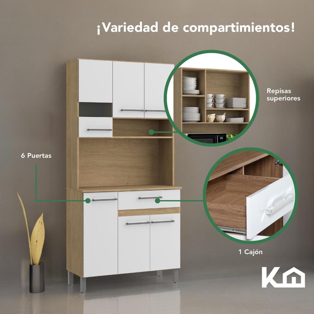 Foto 5 pulgar | Mueble Rack Cocina Multiuso Alacena 6 Repisas Madera Estante