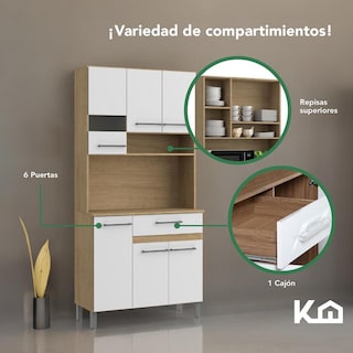 Foto 4 | Mueble Rack Cocina Multiuso Alacena 6 Repisas Madera Estante