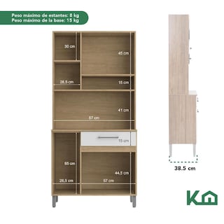 Foto 8 | Mueble Rack Cocina Multiuso Alacena 6 Repisas Madera Estante