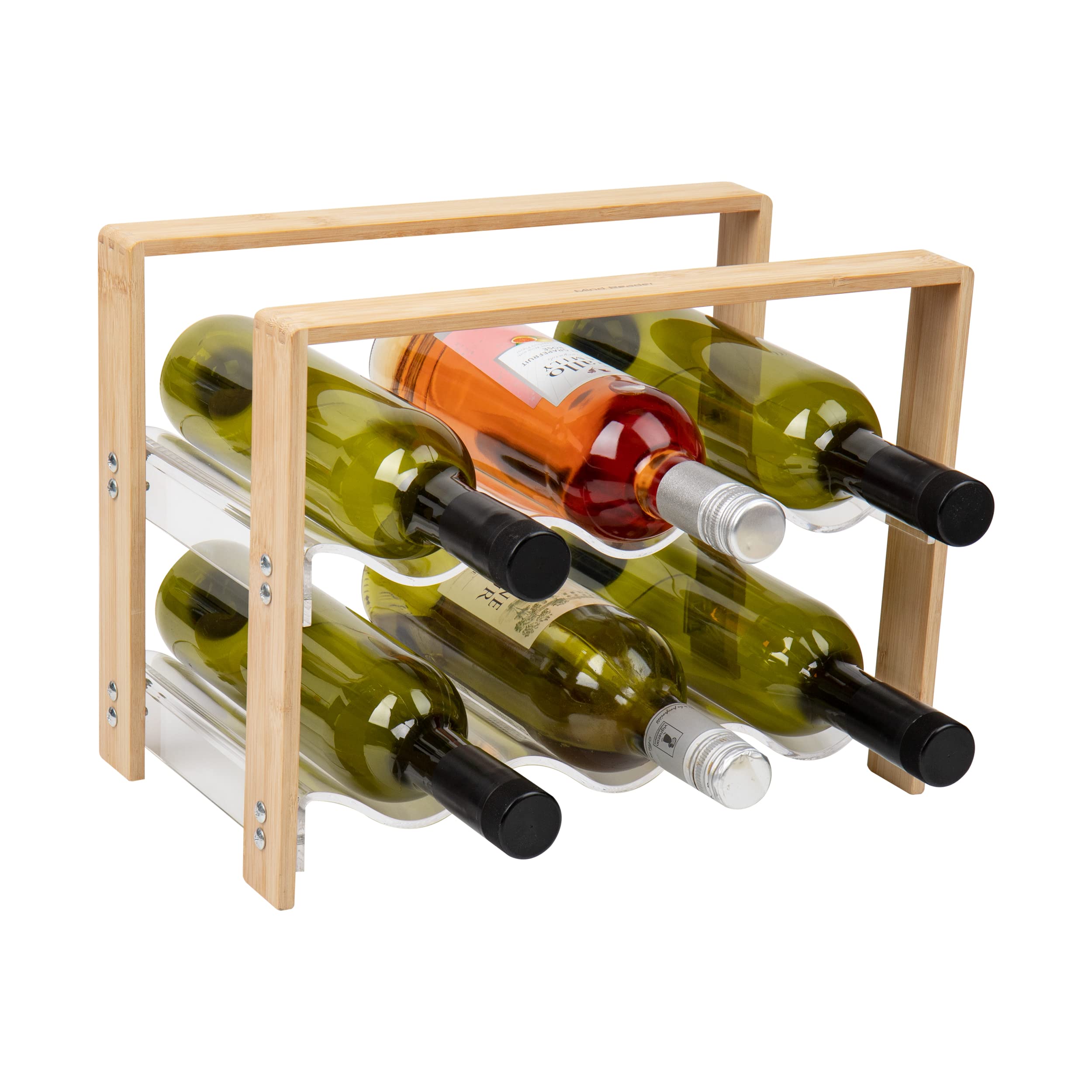 Encimera Wine Rack Mind Reader Para 6 Botellas De Acrílico/bambú - Venta Internacional.