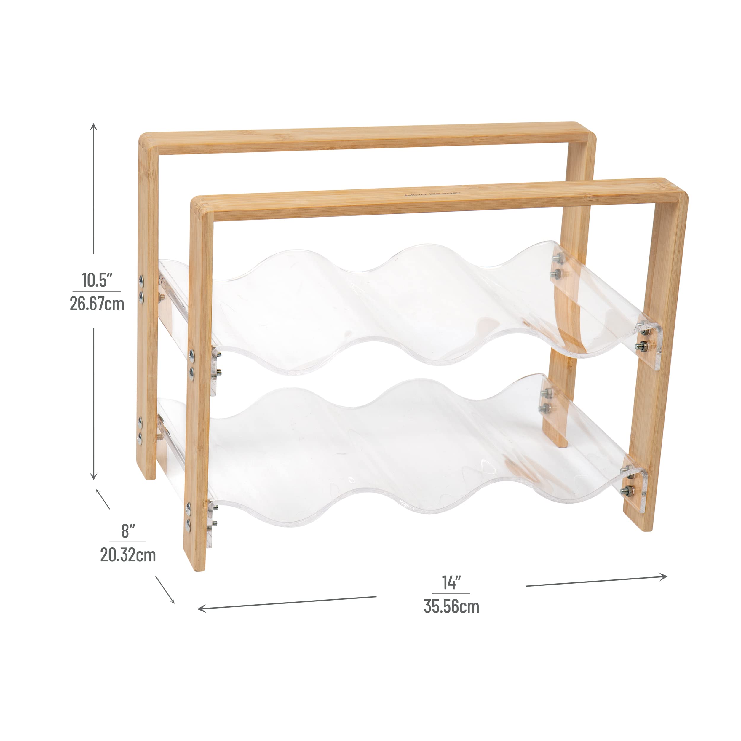 Foto 4 pulgar | Encimera Wine Rack Mind Reader Para 6 Botellas De Acrílico/bambú - Venta Internacional.
