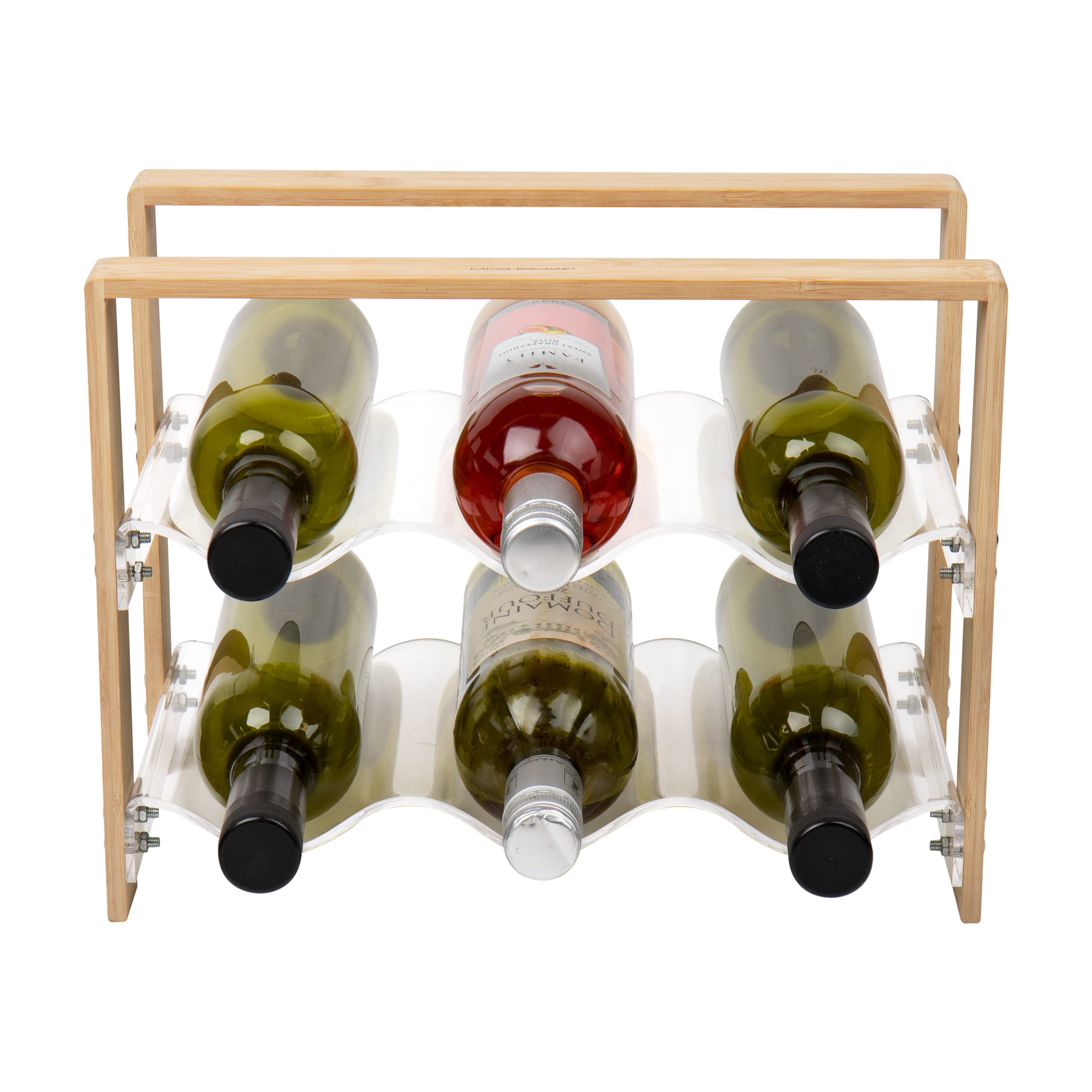 Foto 5 pulgar | Encimera Wine Rack Mind Reader Para 6 Botellas De Acrílico/bambú - Venta Internacional.