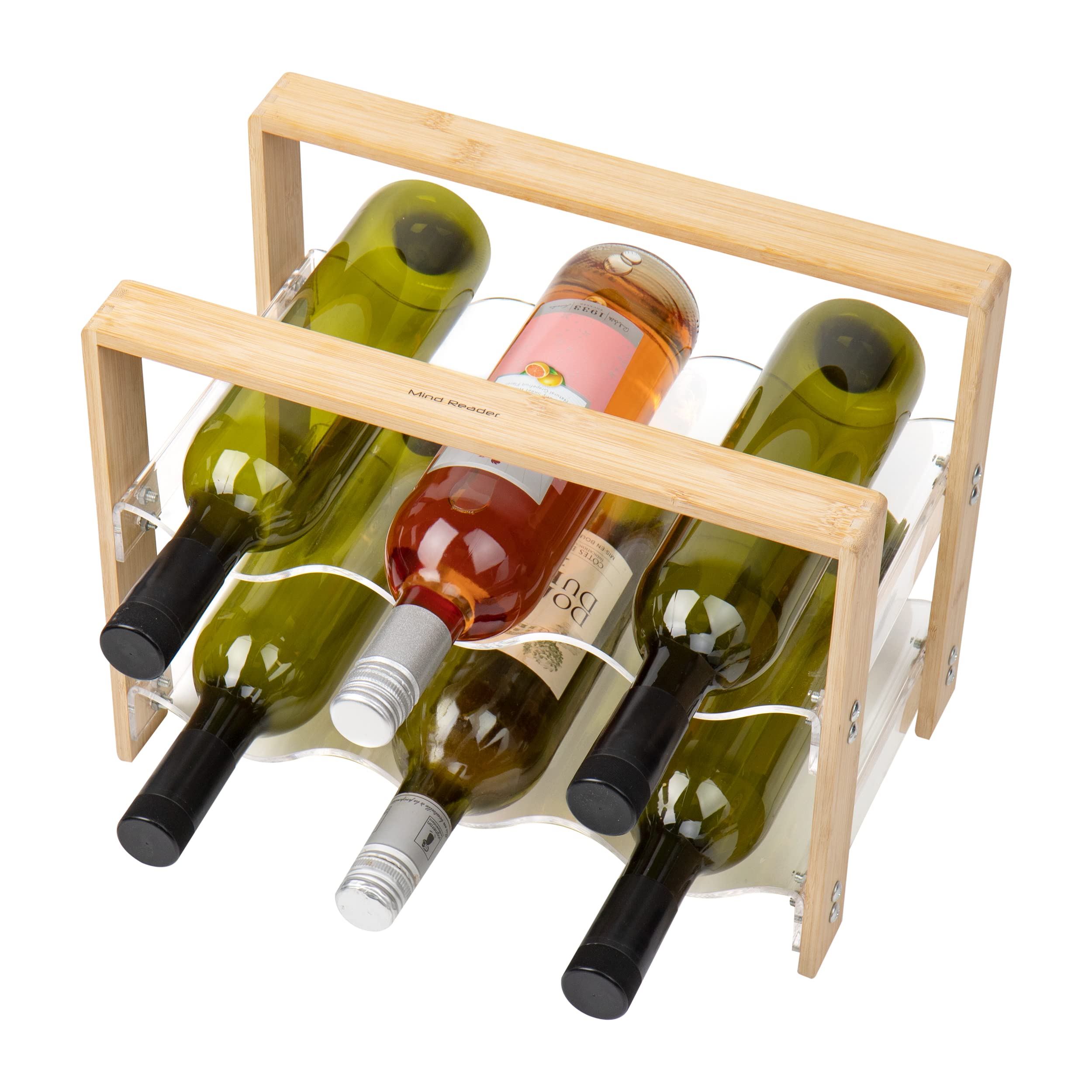 Foto 6 pulgar | Encimera Wine Rack Mind Reader Para 6 Botellas De Acrílico/bambú - Venta Internacional.