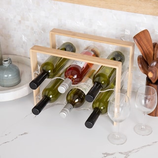 Foto 6 | Encimera Wine Rack Mind Reader Para 6 Botellas De Acrílico/bambú - Venta Internacional.