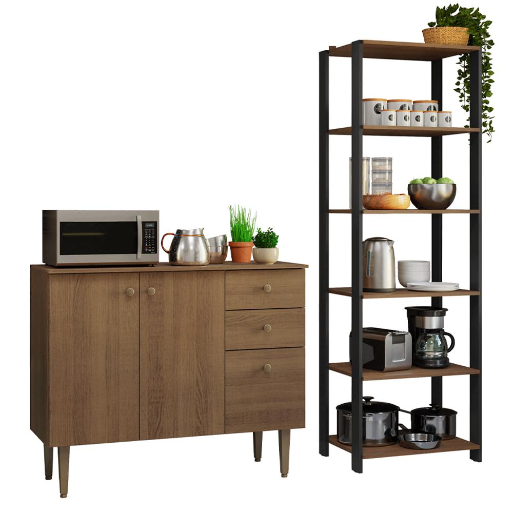 Foto 1 | Kit Gabinete Bajo Bufetera Y Despensero De Cocina Madesa Mm