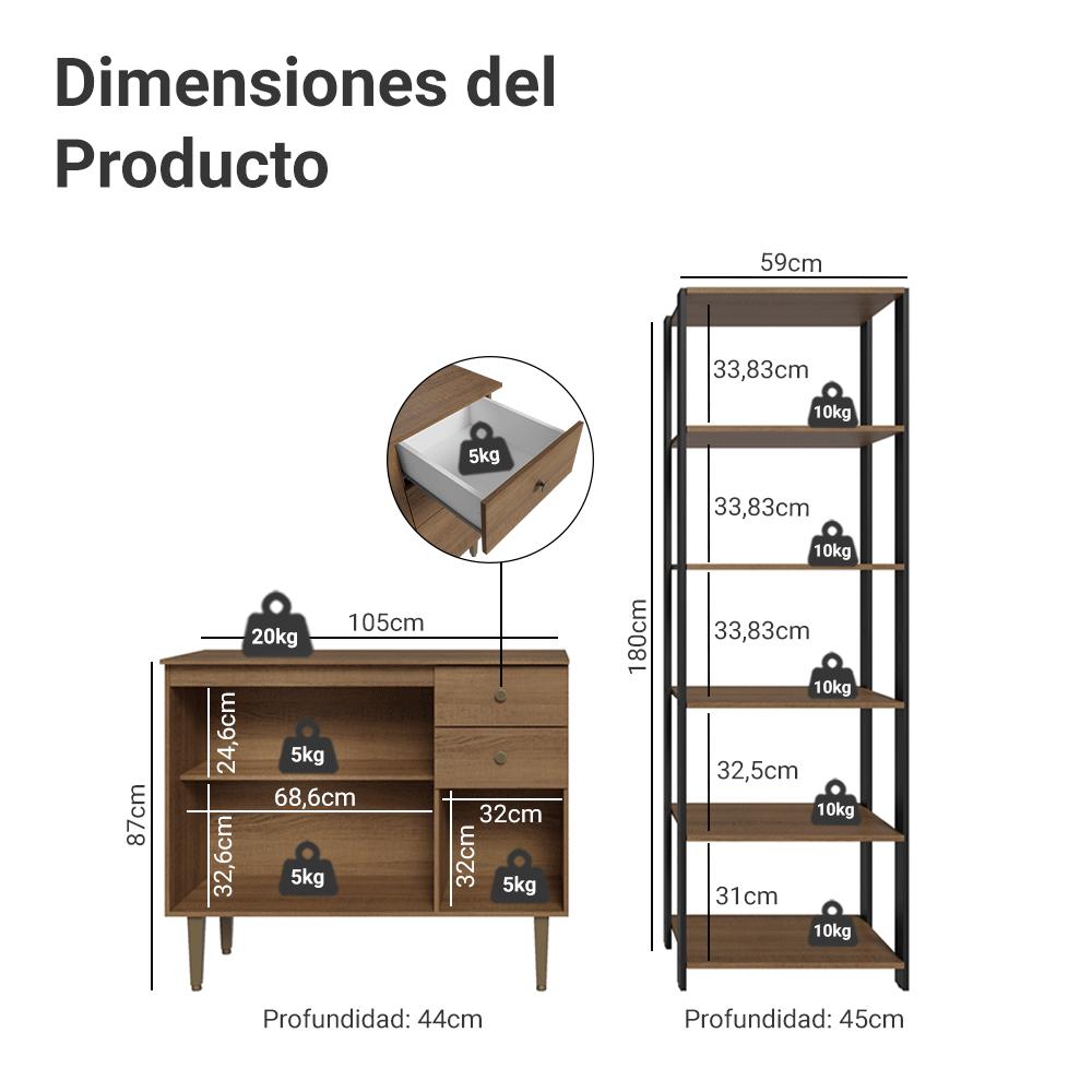 Foto 4 pulgar | Kit Gabinete Bajo Bufetera Y Despensero De Cocina Madesa Mm