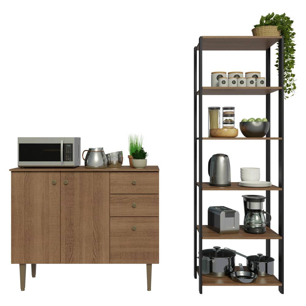 Foto 5 | Kit Gabinete Bajo Bufetera Y Despensero De Cocina Madesa Mm
