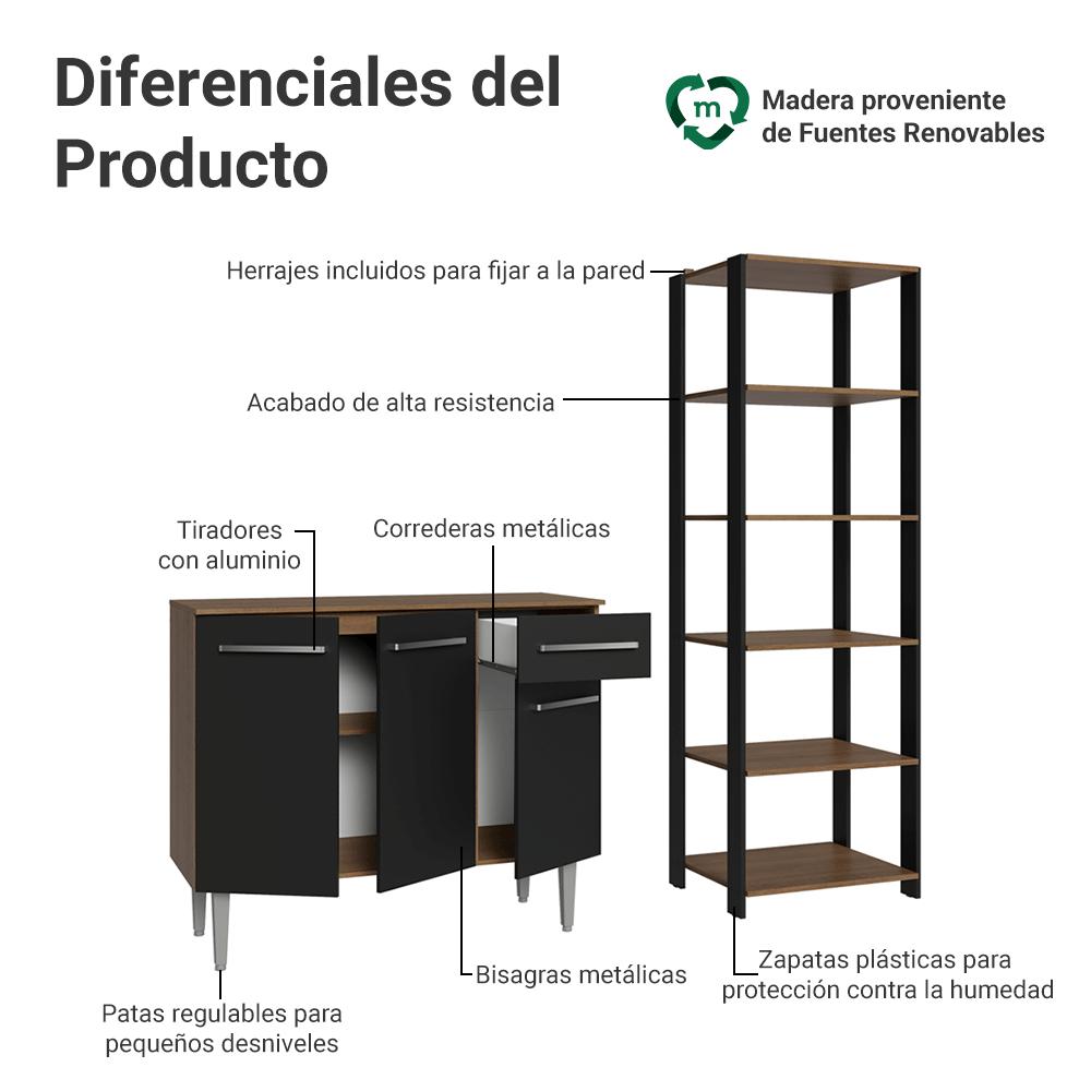 Foto 5 pulgar | Kit Gabinete Bajo Bufetera Y Despensero De Cocina Madesa Mn1