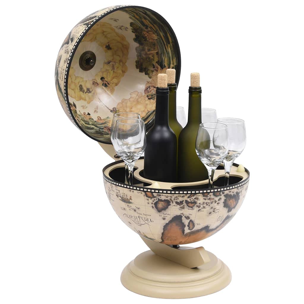 Foto 4 pulgar | Soporte De Mesa Para Vinos Globe Bar Vidaxl  Madera De Eucalipto  Blanco - Venta Internacional.