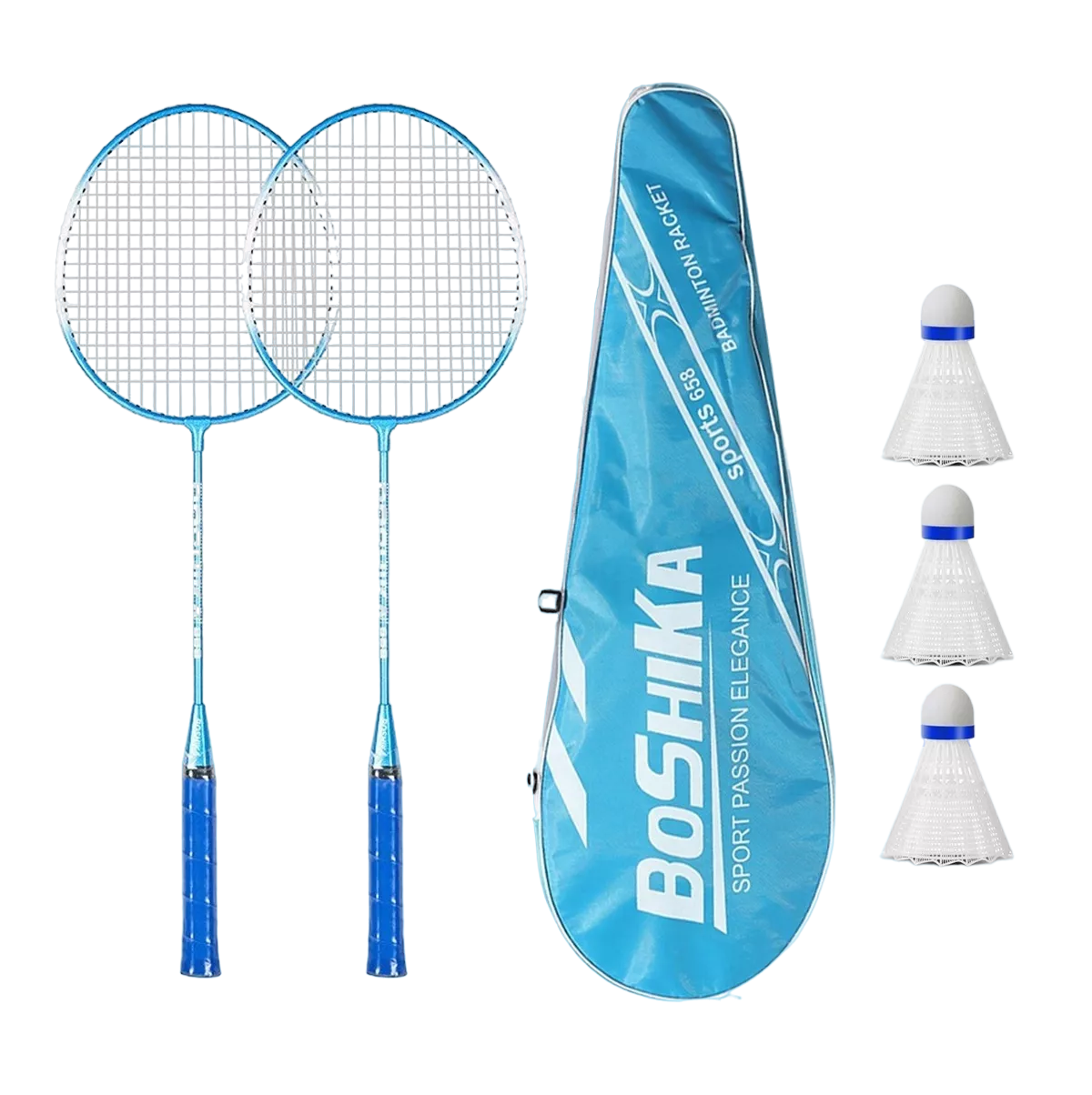 Foto 2 pulgar | Juego de Bádminton BELUG para Adultos 2 Raquetas y 3 Gallitos Azul