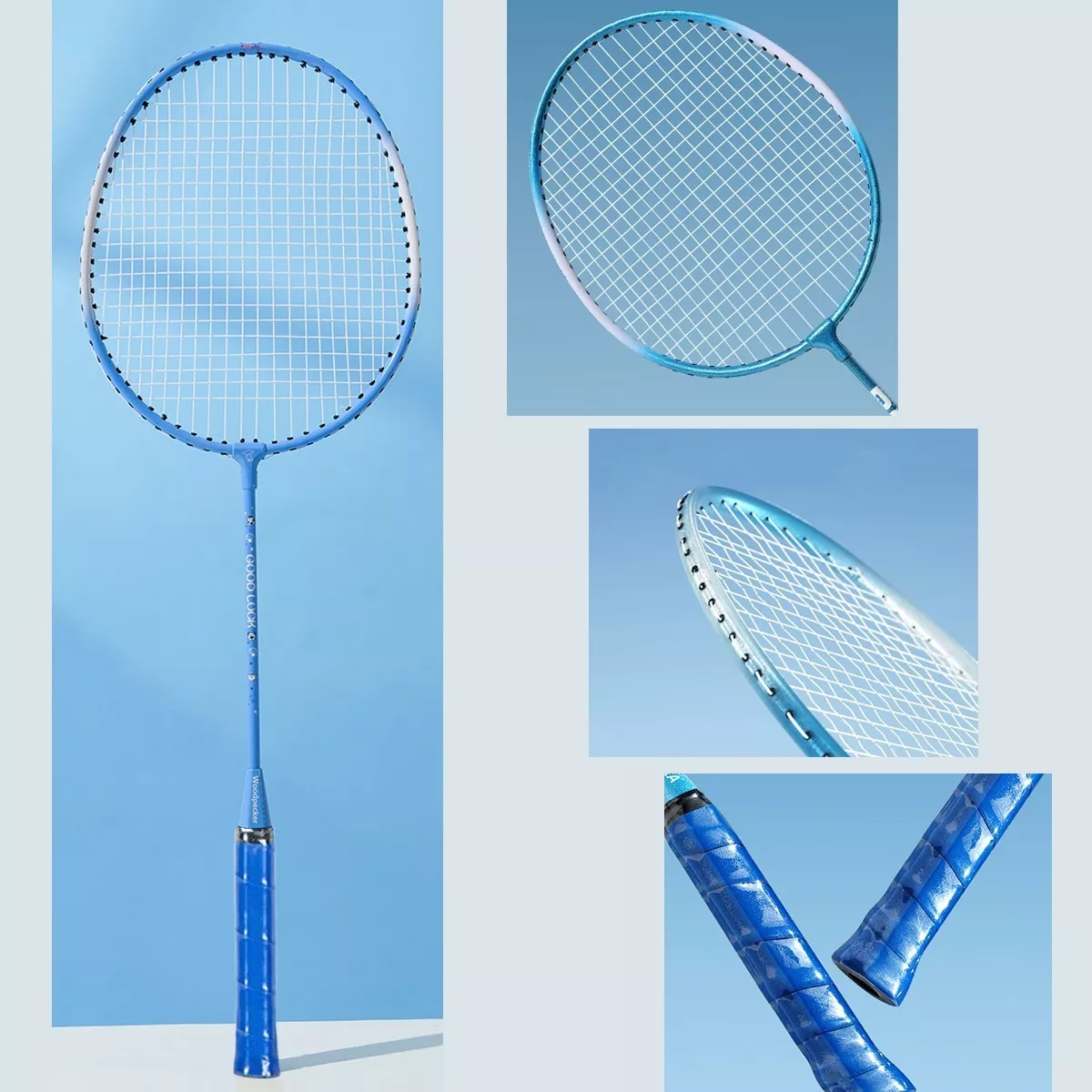 Foto 7 pulgar | Juego de Bádminton BELUG para Adultos 2 Raquetas y 3 Gallitos Azul