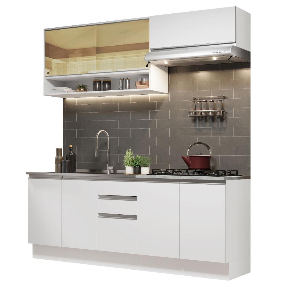 Cocina Integral Madesa Glamy con Mesón de Acero 200 cm