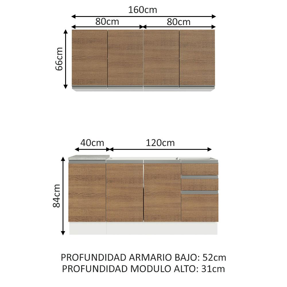 Foto 4 pulgar | Cocina Integral Madesa Glamy sin Mesón de Acero 160 Cm