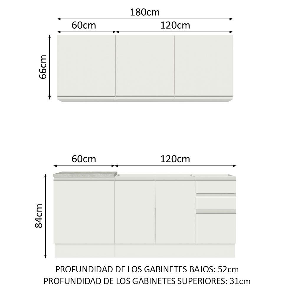 Foto 4 pulgar | Cocina Integral Madesa GRGL18001009 color Blanco con Fregadero de Acero