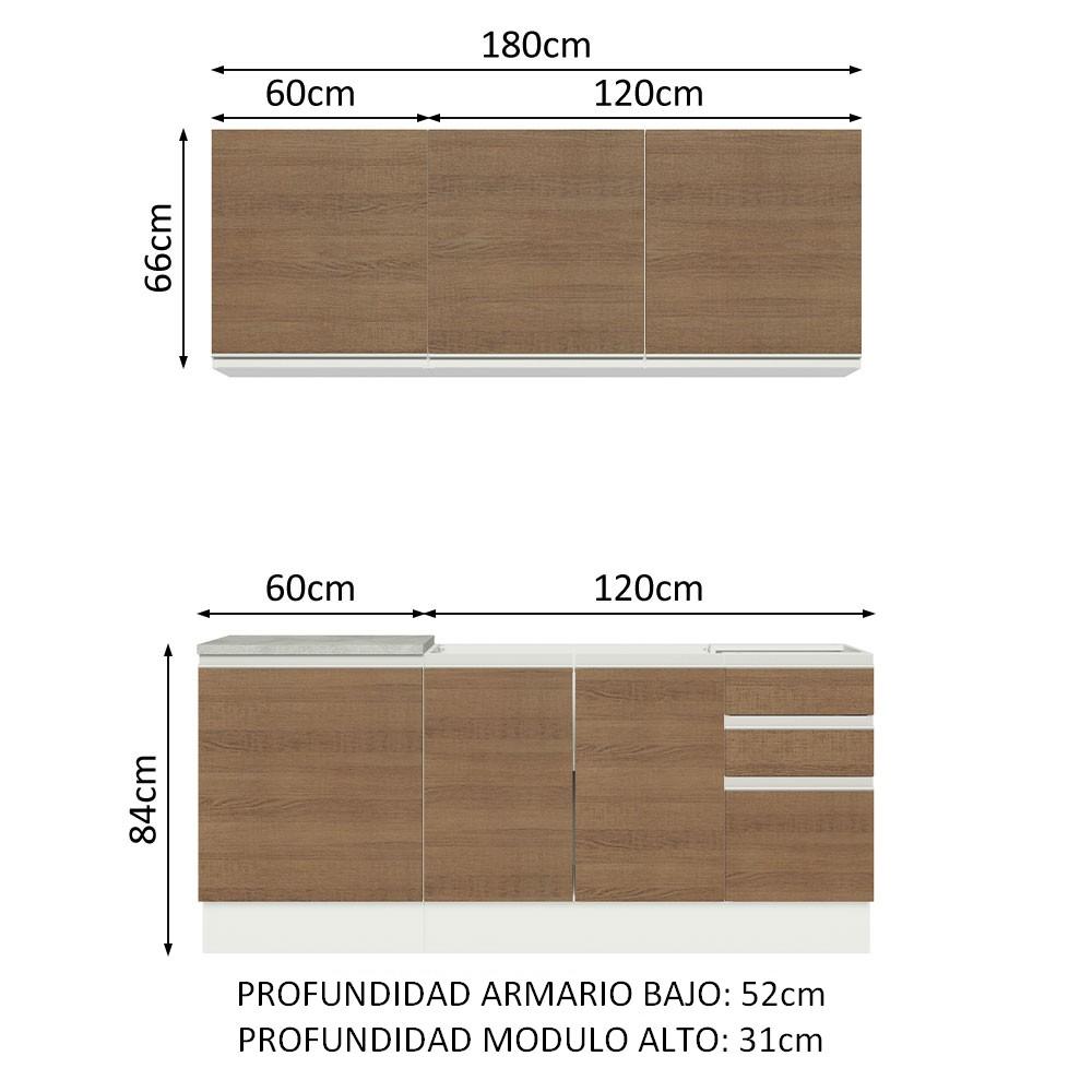 Foto 4 pulgar | Cocina Integral Madesa Glamy Sin Mesón de Acero 180 cm