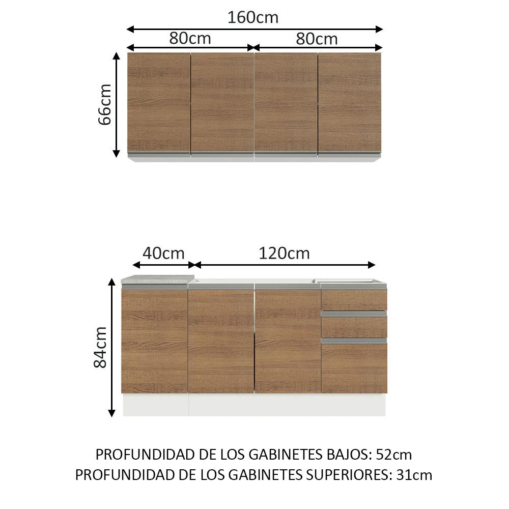 Foto 4 pulgar | Cocina Integral Madesa GRGL1600039B color Marrón con Fregadero de Acero