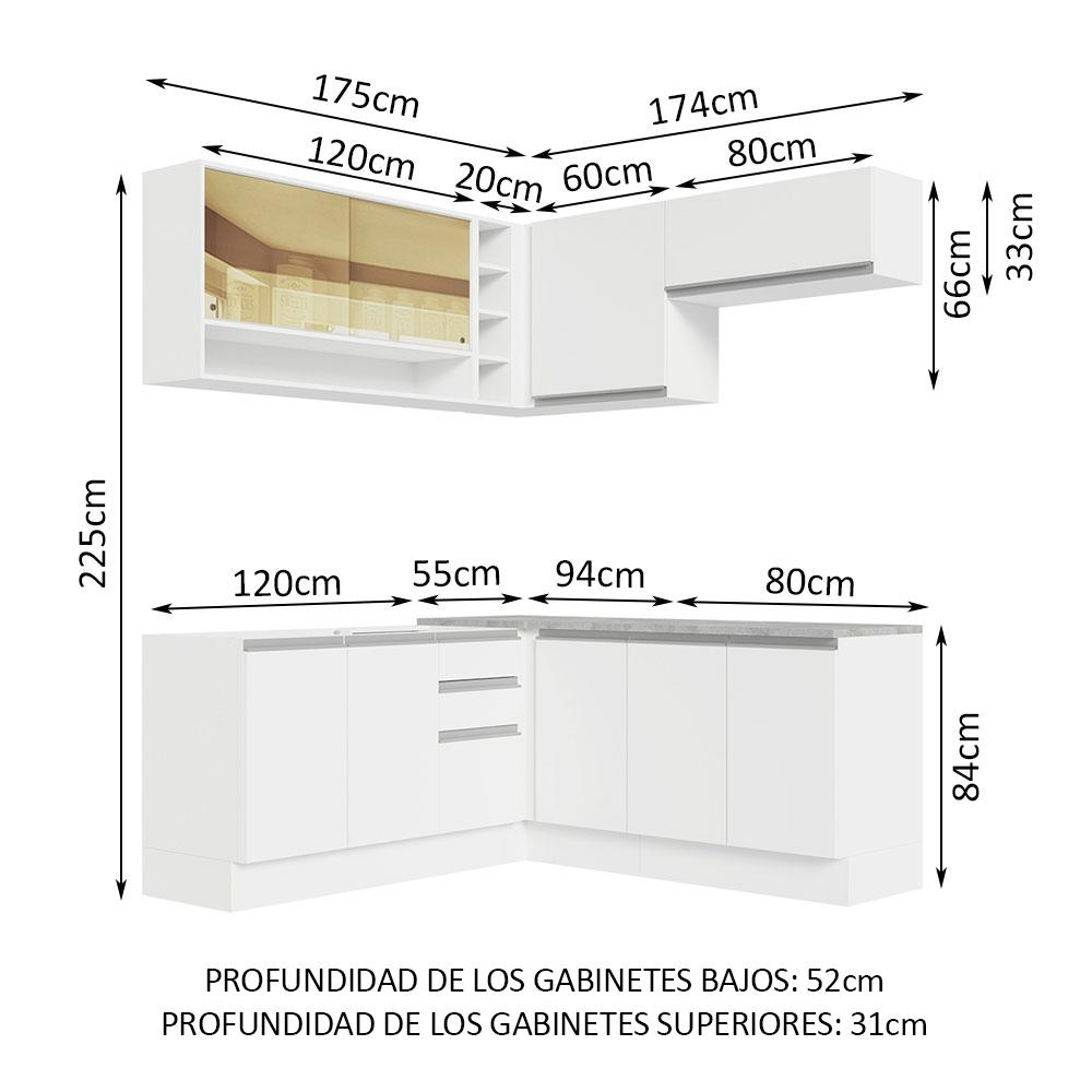 Foto 4 pulgar | Cocina Integral Esquinera Madesa Glamy color Blanco