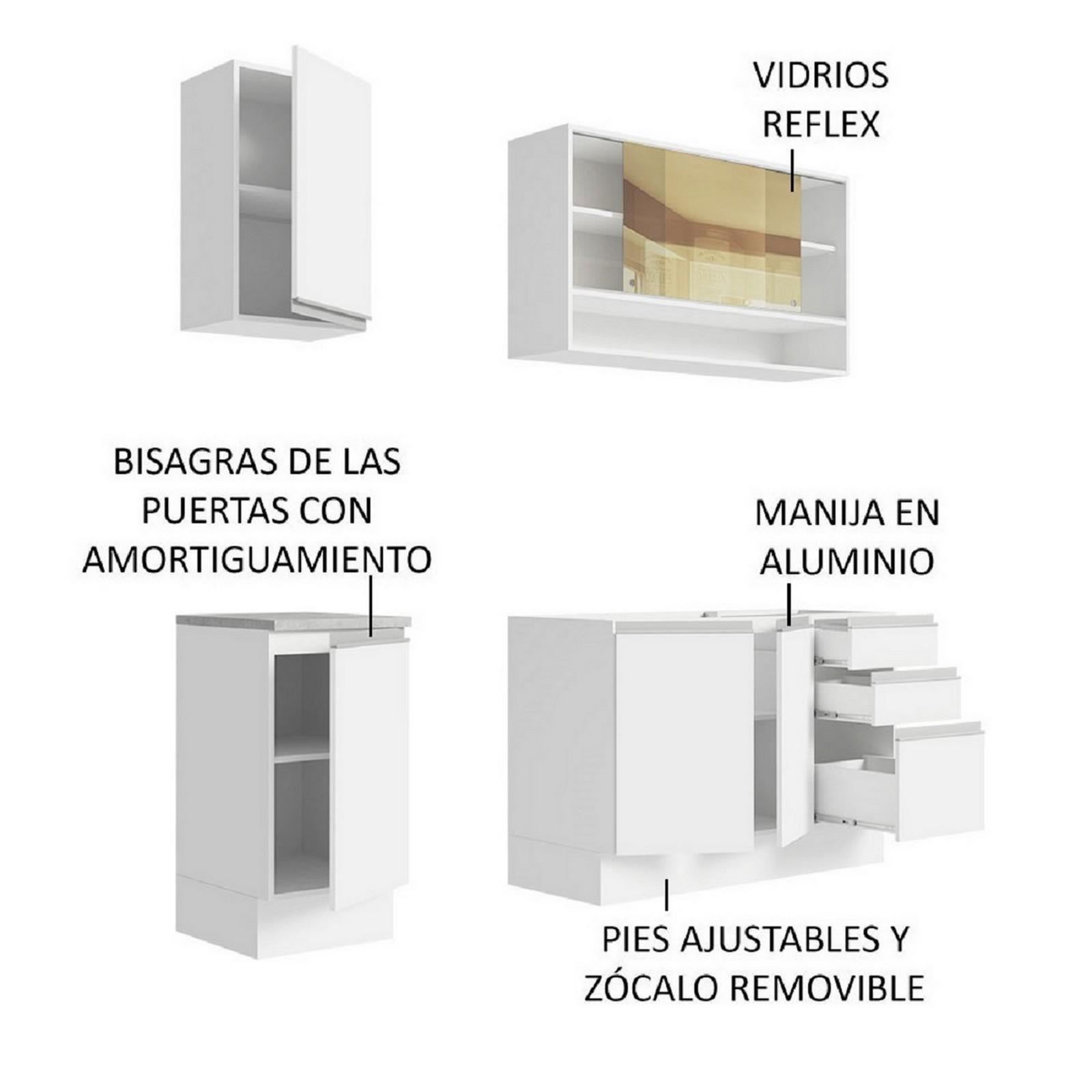 Foto 5 pulgar | Cocina Integral Madesa Glamy sin Mesón de Acero con 160 Cm