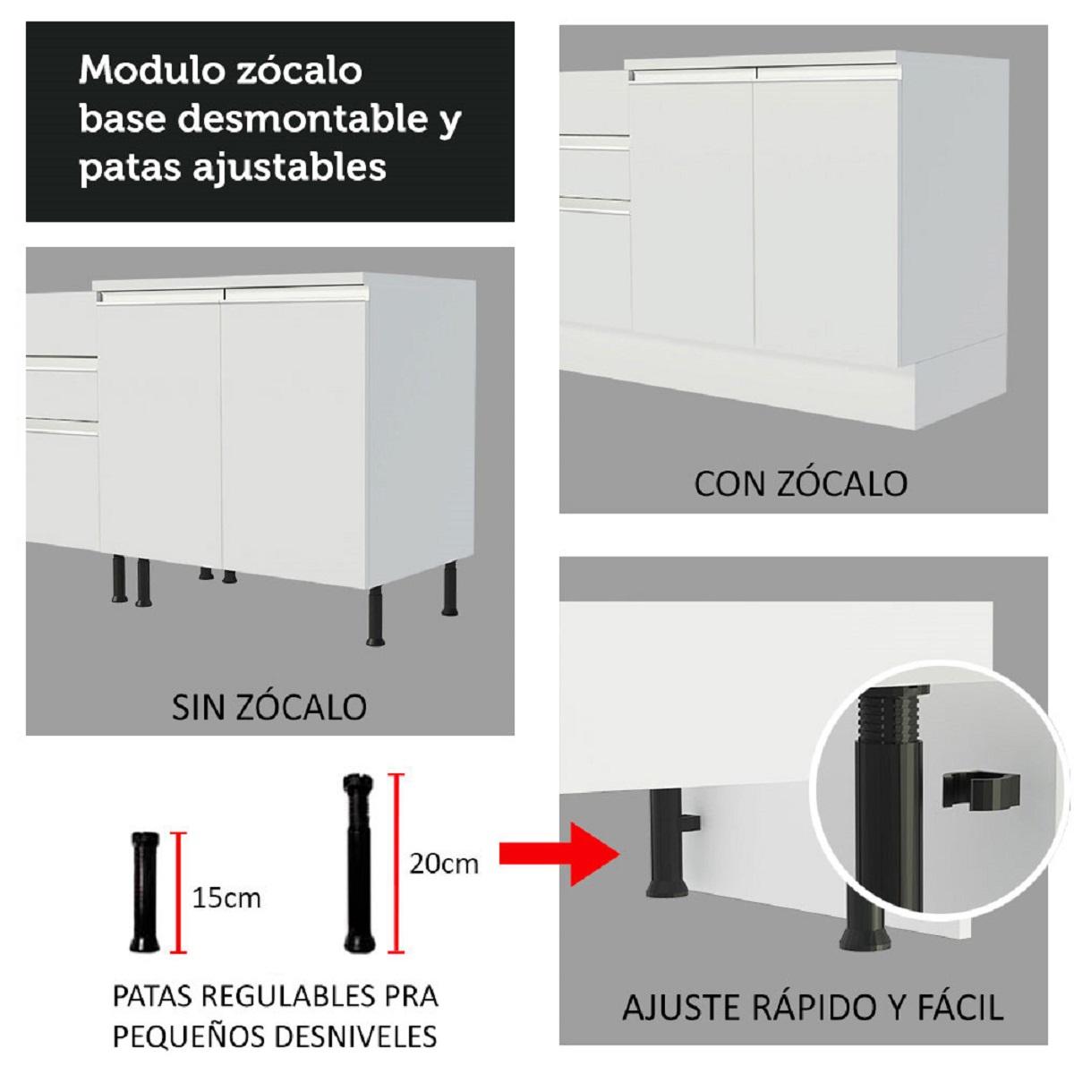 Foto 6 | Cocina Integral Madesa Glamy sin Mesón de Acero con 160 Cm