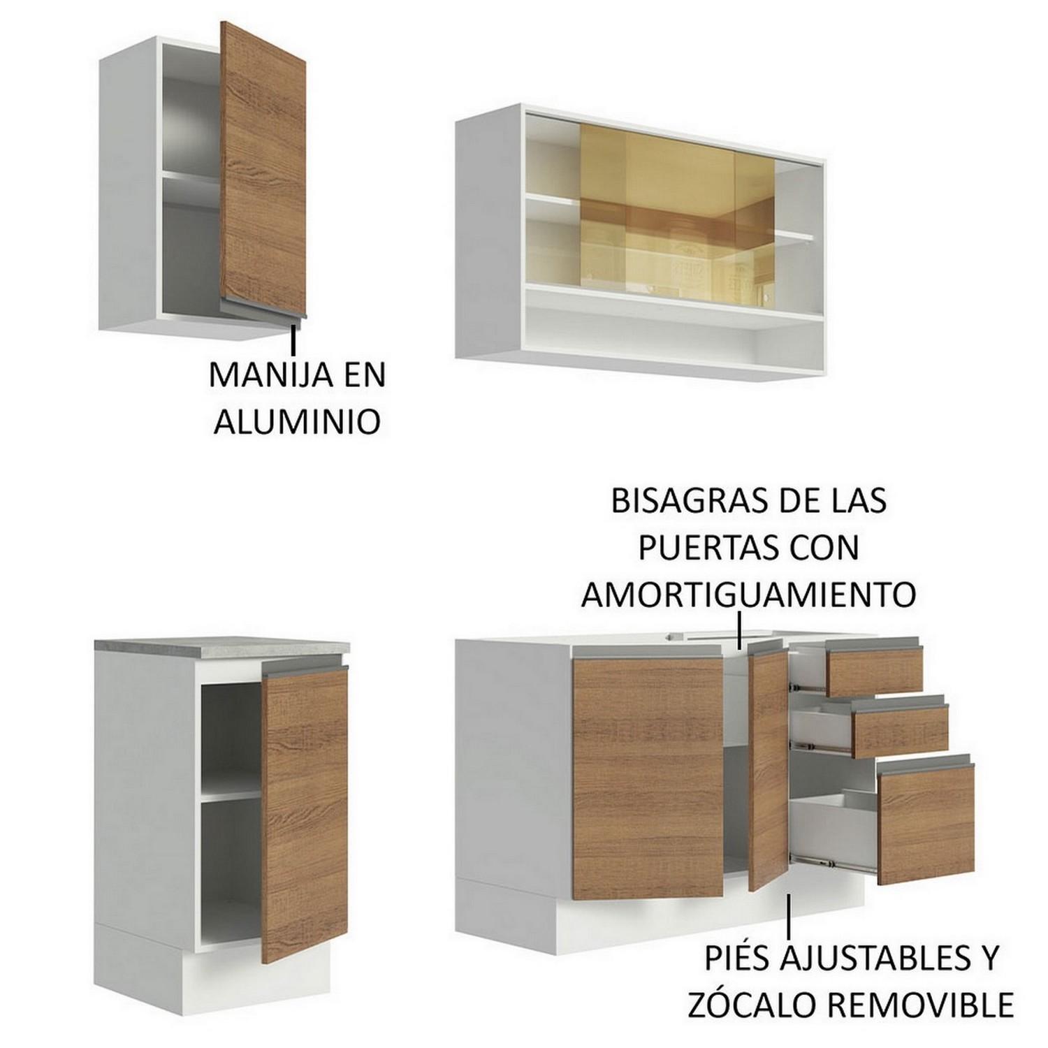 Foto 5 | Cocina Integral Madesa Glamy con Mesón de Acero con 160 Cm