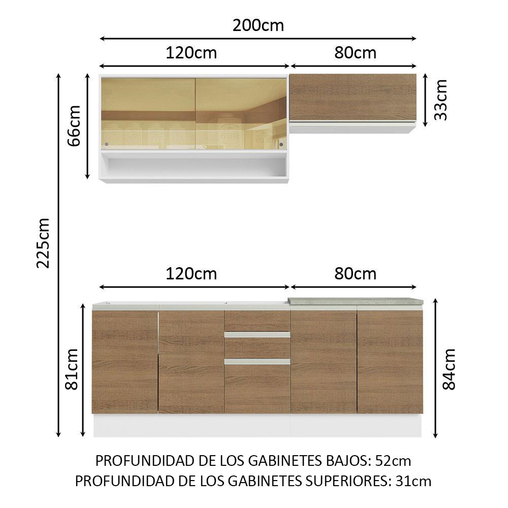 Foto 4 pulgar | Cocina Integral Madesa GRGL2000049B Marrón de 200 Cm