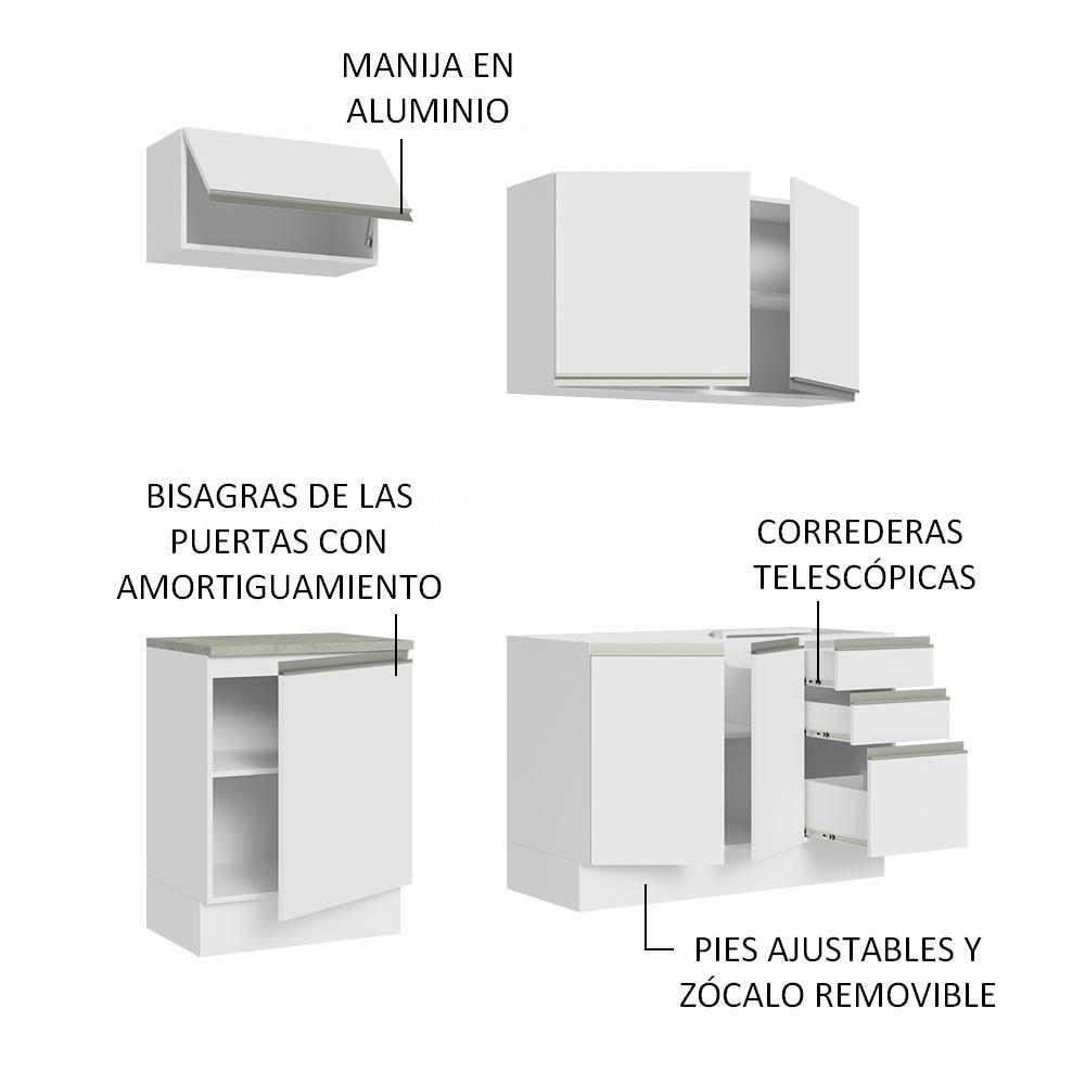 Foto 5 pulgar | Cocina Integral Madesa Glamy sin Mesón de Acero con 180 Cm