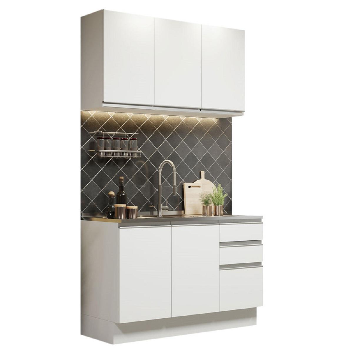 Cocina Integral Madesa Glamy GRGL12000109 color Blanco 120 CM sin Mesón de Acero