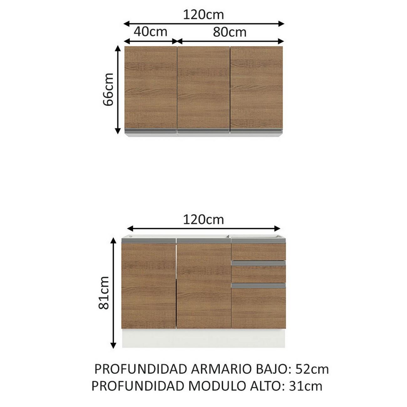 Foto 4 pulgar | Cocina Integral Madesa Grgl1200019b Marrón de 120 Cm