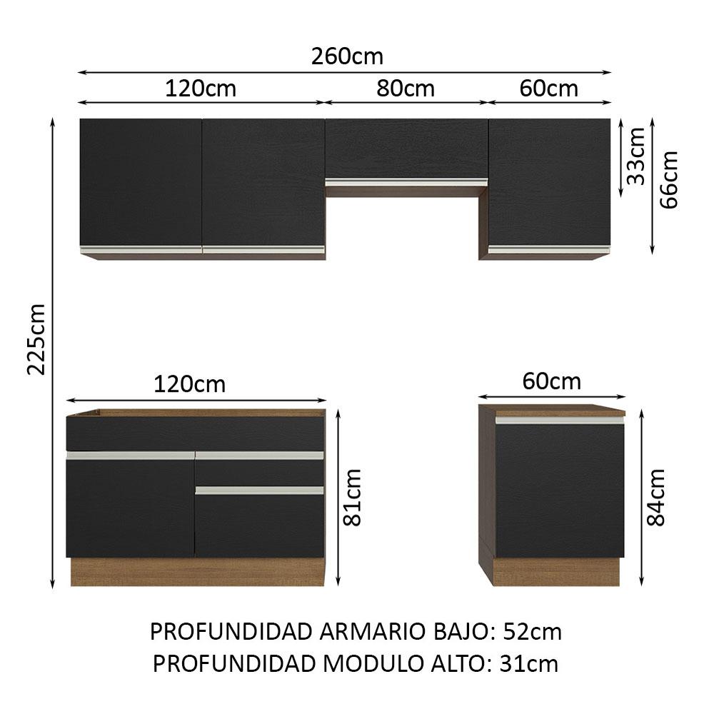Foto 3 | Armario de Cocina Completo Glamy Madesa GRGL2600057K color Negro
