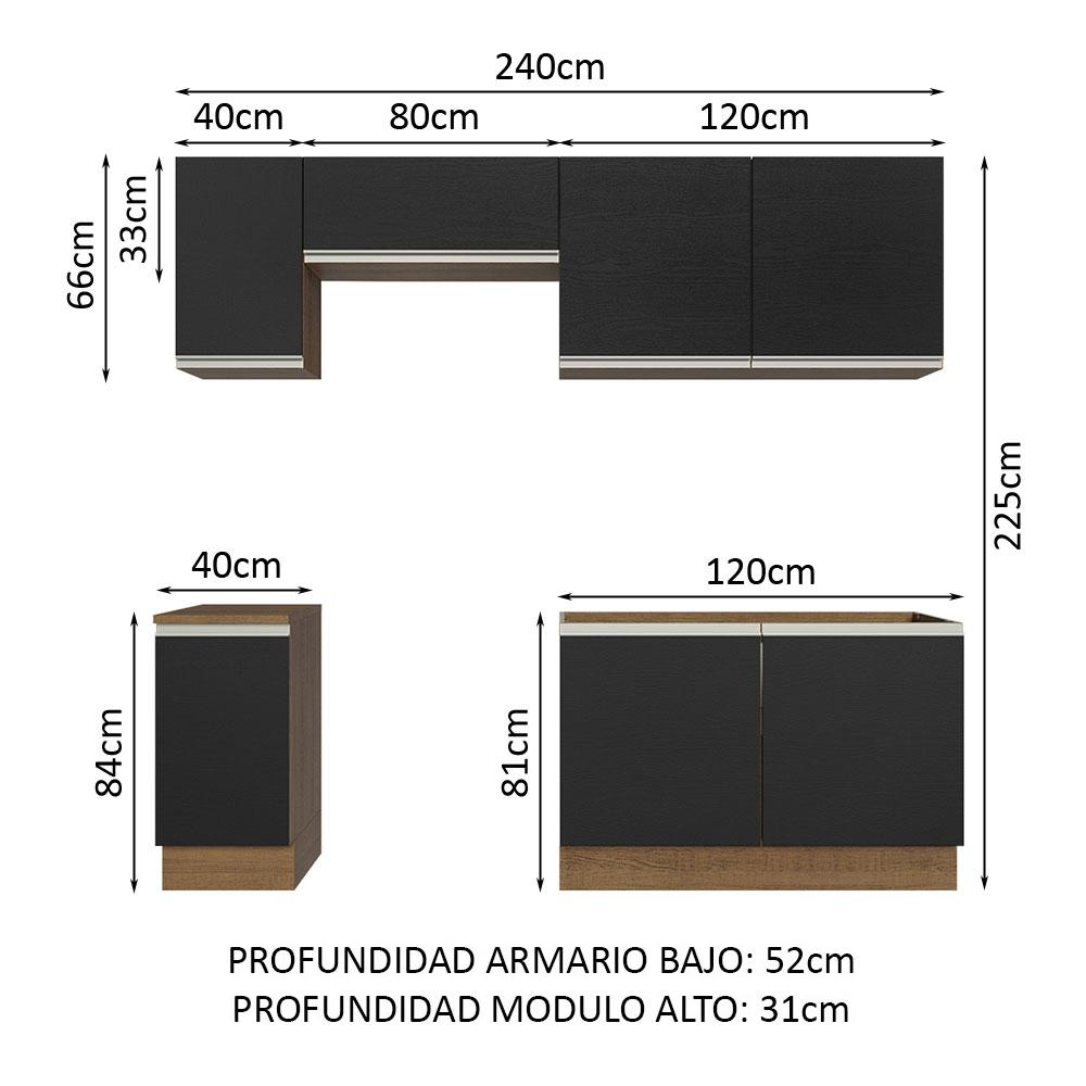 Foto 3 | Armario de Cocina Completo Glamy Madesa GRGL2400107K color Negro