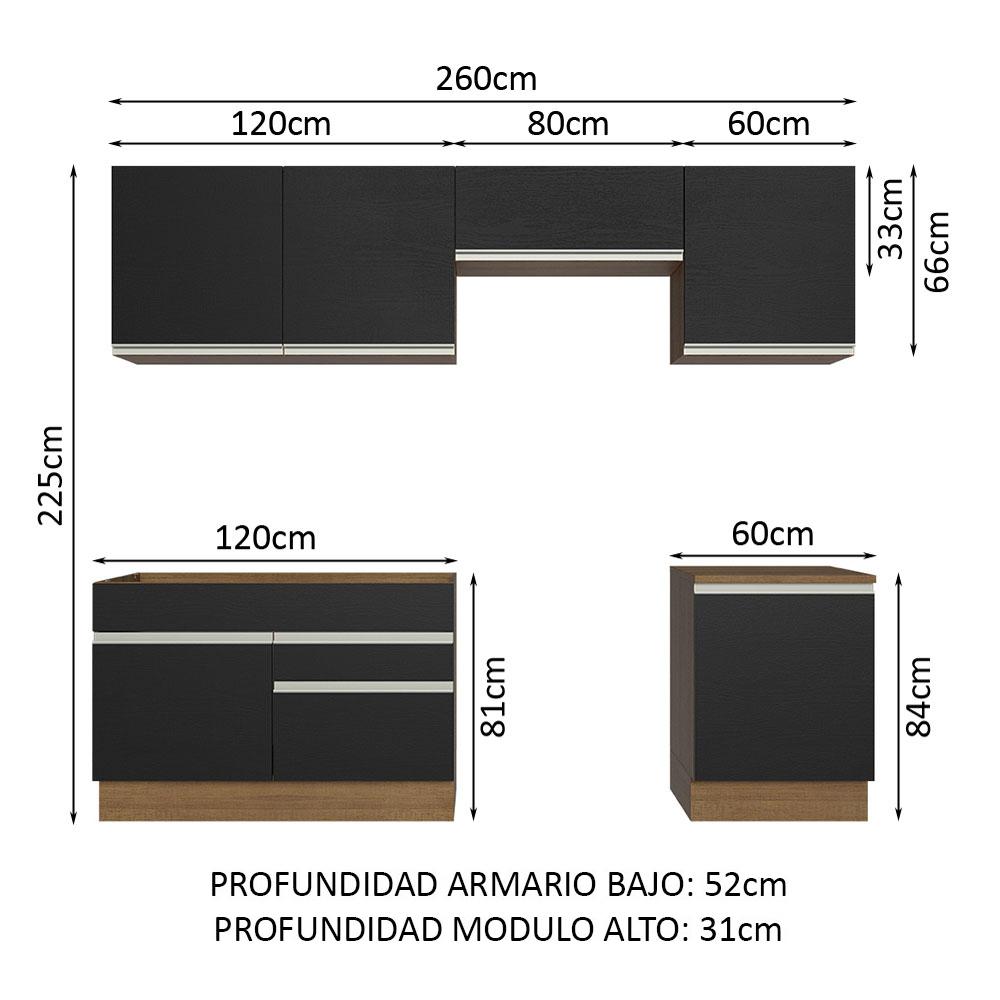 Foto 3 | Armario de Cocina Completo Glamy Madesa GRGL2600047K color Negro