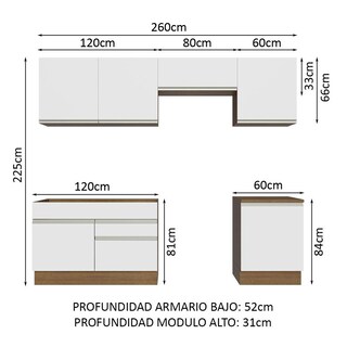 Foto 3 | Armario de Cocina Completo Glamy Madesa GRGL2600056E color Blanco