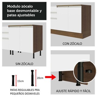 Foto 8 | Armario de Cocina Completo Glamy Madesa GRGL2600056E color Blanco