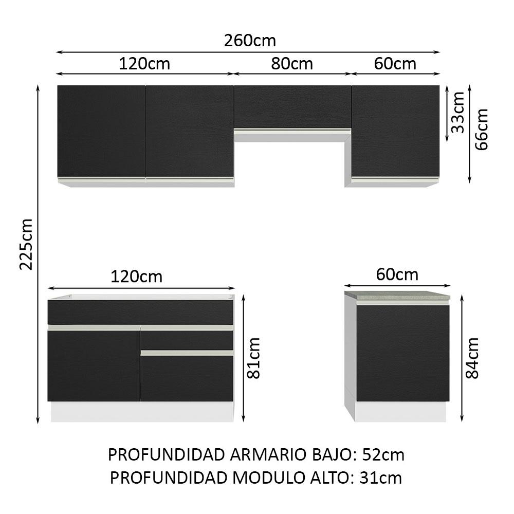 Foto 3 | Armario de Cocina Completo Glamy Madesa GRGL26000473 color Negro