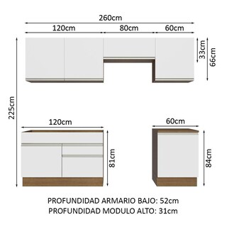 Foto 3 | Armario de Cocina Completo Glamy Madesa GRGL2600046E color Blanco