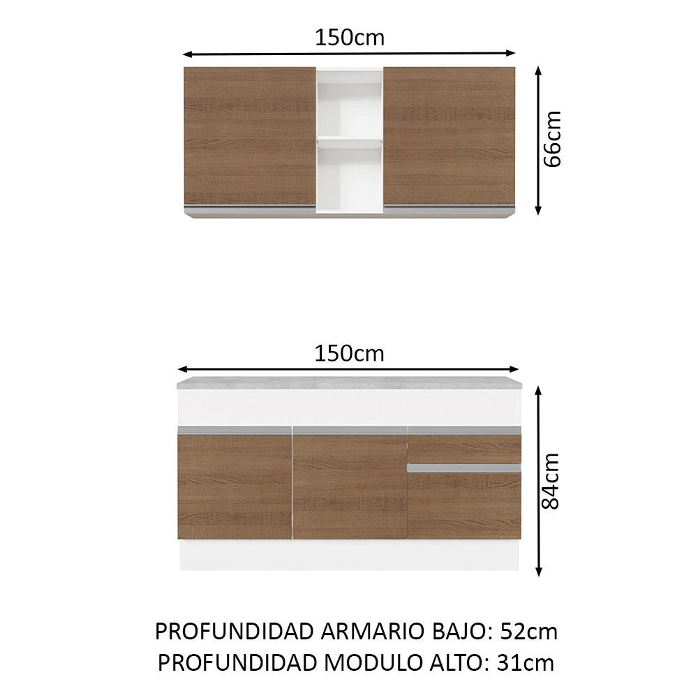 Foto 4 pulgar | Cocina Compacta Madesa GRGL1500019B color Marrón Glamy 150 CM