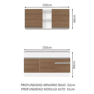 Foto 3 | Cocina Compacta Madesa GRGL1500019B color Marrón Glamy 150 CM