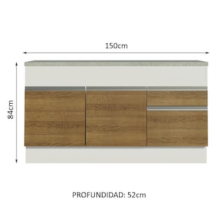 Foto 3 | Mueble de Cocina Madesa Glamy 150 cm Mostrador para Fregadero con Encimera