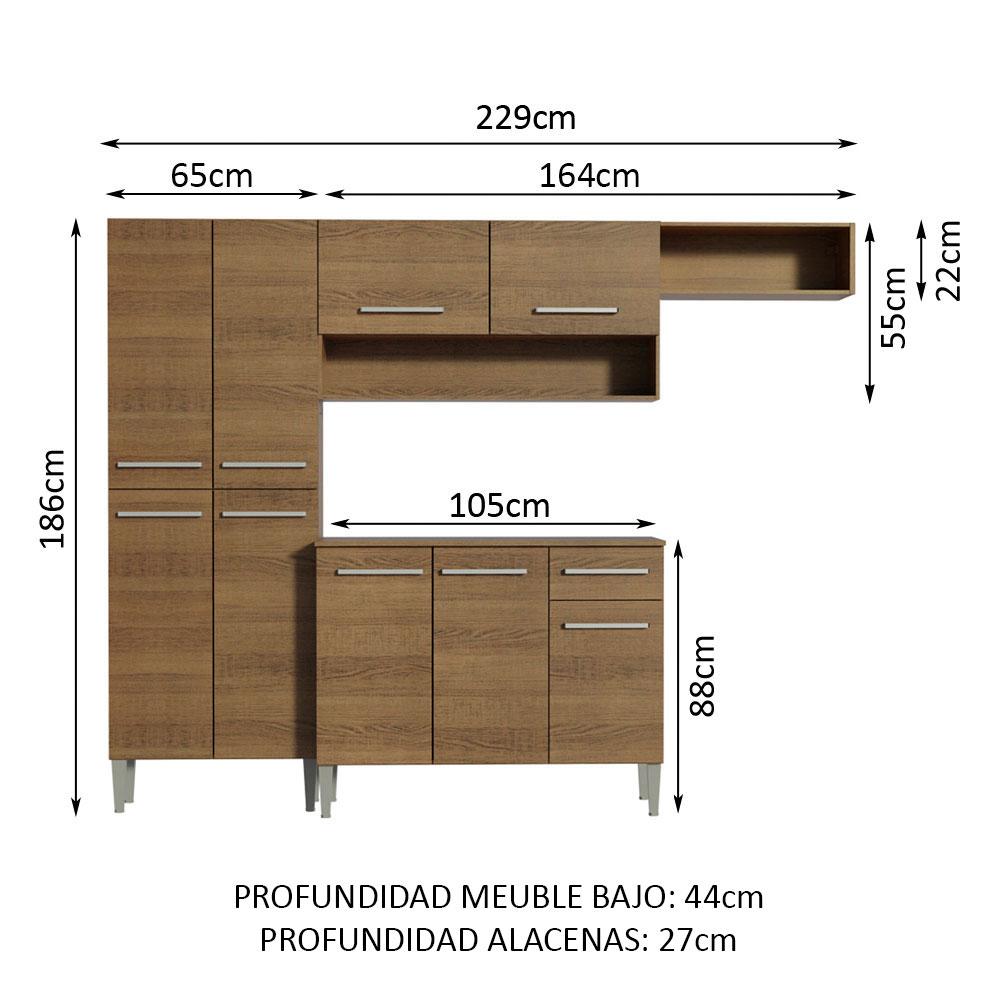 Foto 4 pulgar | Cocina Integral Madesa G200705Z color Marrón sin Lavadero 3 Piezas